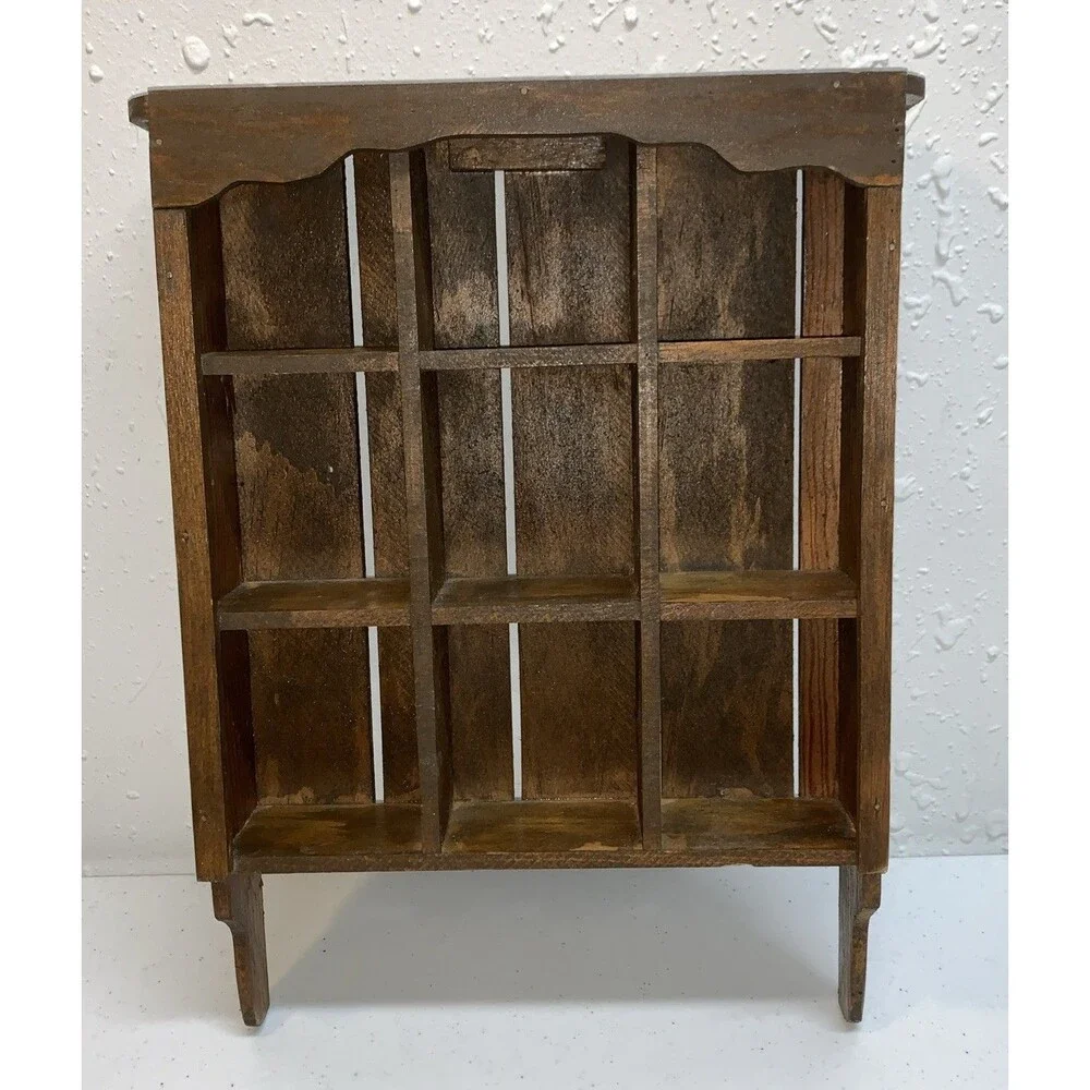 Vintage Country Wood Shadow Box Wall Shelf Curio Knick Knack Miniature Figurines - Picture 1 of 7